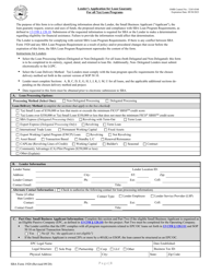 Document preview: SBA Form 1920 Lender's Application for Loan Guaranty for All 7(A) Loan Programs