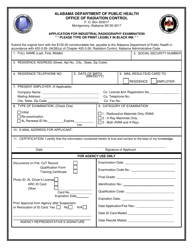 Document preview: Application for Industrial Radiography Examination - Alabama