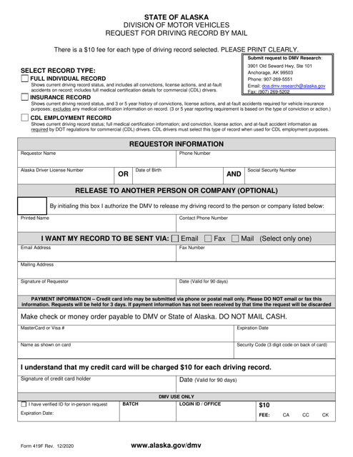Form 419F  Printable Pdf