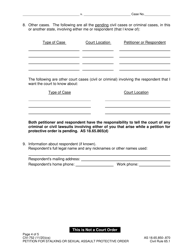 Form CIV-752 Petition for Stalking or Sexual Assault Protective Order - Alaska, Page 4