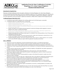 Document preview: Application Form for State Certification of Activities Requiring a U.S. Army Corps of Engineers Standard Individual Permit - Arizona