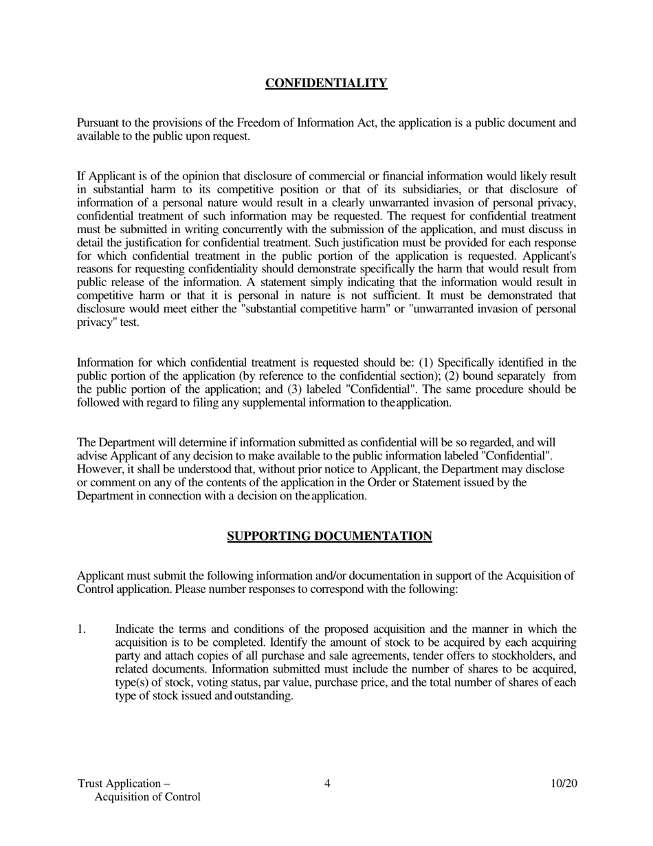 Application for Acquisition of Control of State Trust Company - Arkansas, Page 4