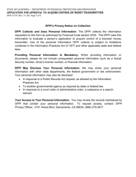 Form DFPI-2118 Application for Approval to Acquire Control of Money Transmitter - California, Page 5