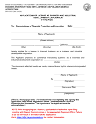Document preview: Form DFPI-1010 Business and Industrial Development Corporation License Application - California