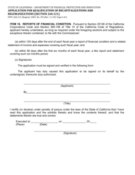 Form DFPI-260.121 Application for Qualification of Recapitalizations and Regoranizations (Section 260.121) - California, Page 6