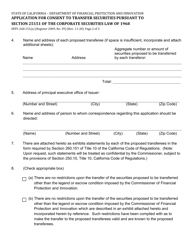 Form DFPI-260.151(A) Application for Consent to Transfer Securities Pursuant to Section 25151 of the Corporate Securities Law of 1968 - California, Page 2