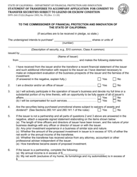 Document preview: Form DFPI-260.151(B) Statement of Transferee to Accompany Application for Consent to Transfer Securities Subject to Legend or Escrow Condition - California