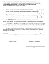 Form DFPI-260.151(B) Statement of Transferee to Accompany Application for Consent to Transfer Securities Subject to Legend or Escrow Condition - California, Page 2