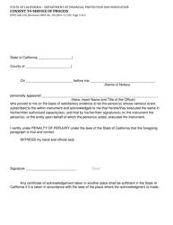 Form DFPI-260.165 Consent to Service of Process - California, Page 2