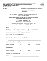 Document preview: Form DFPI-2666 Bona Fide Nonprofit Affordable Housing Organization Application for Registration - California