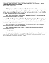 Form DFPI-310.101 Franchise Investment Law-Notice of Exemption Under Corporations Code Sections 31101, 31104, 31108 or 31109 Corporations Code - California, Page 4