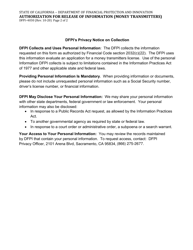 Form DFPI-4030 Authorization for Release of Information (Money Transmitters) - California, Page 2