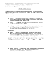 Form DFPI-390 Application for Approval to Form a Credit Union - California, Page 2
