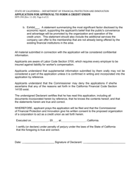 Form DFPI-390 Application for Approval to Form a Credit Union - California, Page 6