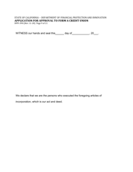 Form DFPI-390 Application for Approval to Form a Credit Union - California, Page 9