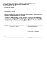 Form DFPI-CFL22153 California Financing Law Change of Address Form - California, Page 2