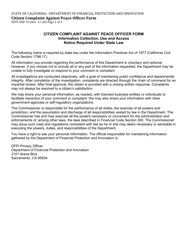 Form DFPI-ENF53 Citizen Complaint Against Peace Officer Form - California, Page 2