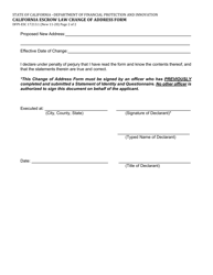 Form DFPI-ESC17213.1 California Escrow Law Change of Address Form - California, Page 2