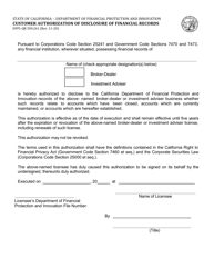 Document preview: Form DFPI-QR500.261 Customer Authorization of Disclosure of Financial Records - California