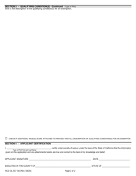 Form HCD OL ED130 Application for Continuing Education Exemption - California, Page 2