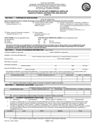 Form HCD OL12 Part A Application for Mh-Unit/Commercial Modular Manufacturers, Distributors and Dealers - California