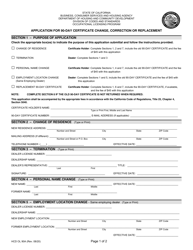 Document preview: Form HCD OL90A Application for 90-day Certificate Change, Correction or Replacement - California