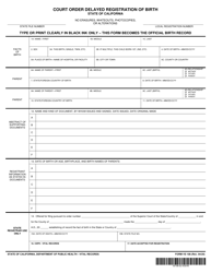 Form VS108 Order Establishing Fact of Birth - California, Page 2