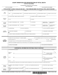Form VS105 Order Establishing Fact of Fetal Death - California, Page 2