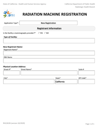 Document preview: Form RH2261 Radiation Machine Registration - California