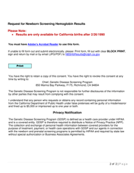 Form CDPH4403 Request for Newborn Screening Hemoglobin Results - California, Page 2