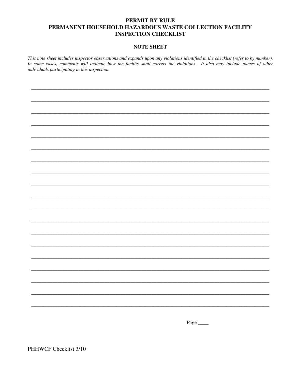 Permit by Rule Permanent Household Hazardous Waste Collection Facility Inspection Checklist - California, Page 11