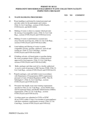 Permit by Rule Permanent Household Hazardous Waste Collection Facility Inspection Checklist - California, Page 9