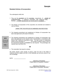Sample Restated Articles of Incorporation of California Stock Corporations - California, Page 4