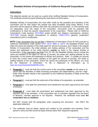 Sample Restated Articles of Incorporation of California Nonprofit Corporations - California, Page 3