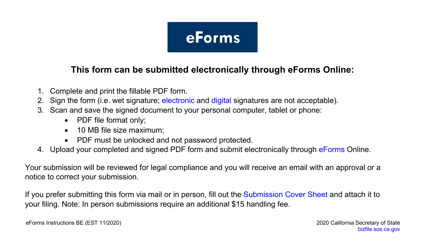 Form 1505 Registered Corporate Agent for Service of Process Certificate - California