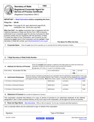 Form 1505 Registered Corporate Agent for Service of Process Certificate - California, Page 5