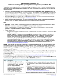 Form S&amp;DC-INS Statement and Designation by Foreign Insurer Corporation - California, Page 2