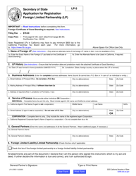 Form LP-5 Application for Registration Foreign Limited Partnership (Lp) - California, Page 6