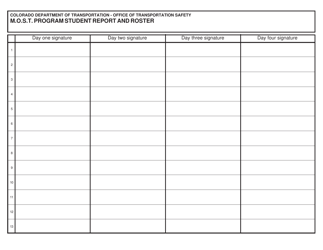 CDOT Form 882 M.o.s.t. Program Student Report and Roster - Colorado, Page 2