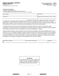 Document preview: Form JD-CR-185 Remote Proceeding Agreement - Criminal Matters - Connecticut