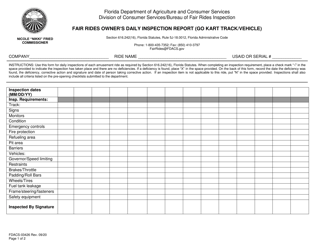 Document preview: Form FDACS-03426 Fair Rides Owner's Daily Inspection Report (Go Kart Track/Vehicle) - Florida