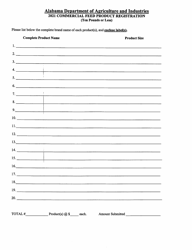 Commercial Feed Product Registration (Ten Pounds or Less) - Alabama, Page 2