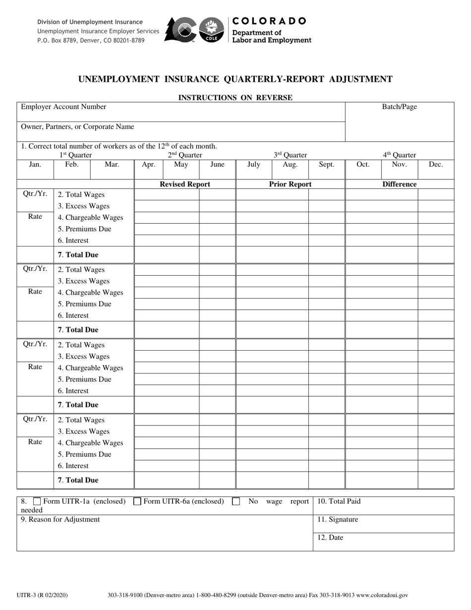 Form UITR3 Fill Out, Sign Online and Download Printable PDF