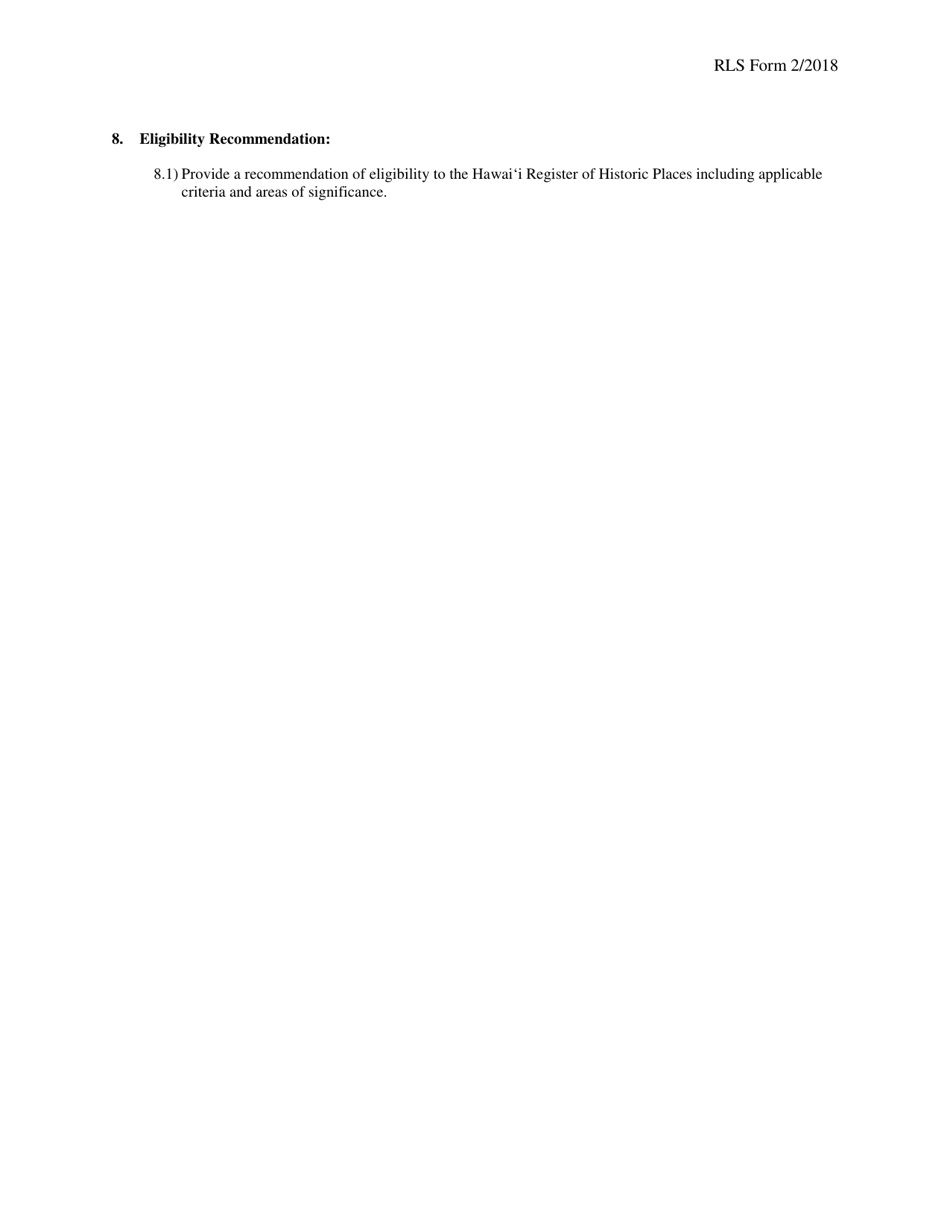 Reconnaissance Level Survey - Survey Form - Hawaii, Page 3