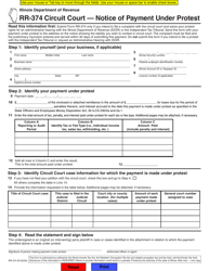Document preview: Form RR-374 Circuit Court - Notice of Payment Under Protest - Illinois