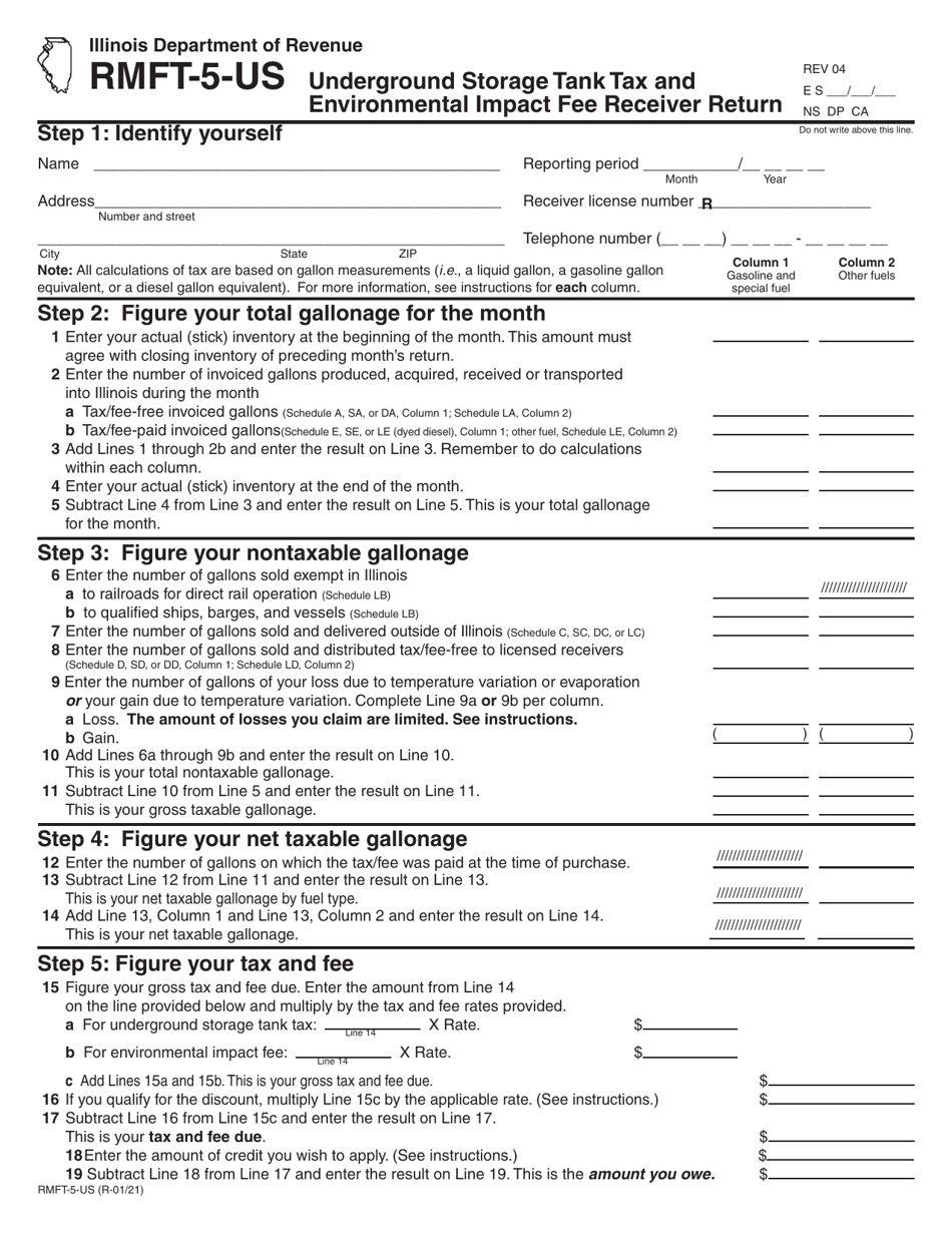 Form RMFT-5-US Underground Storage Tank Tax and Environmental Impact Fee Receiver Return - Illinois, Page 2
