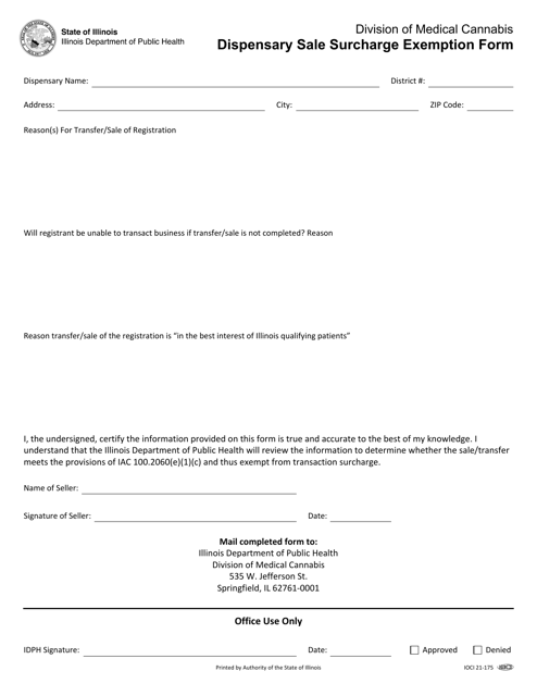 Dispensary Sale Surcharge Exemption Form - Illinois