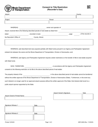 Form AER2489 Consent to Title Restriction - Illinois