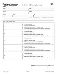 Document preview: Form AER2491 Certification of Citizenship (Individual) - Illinois