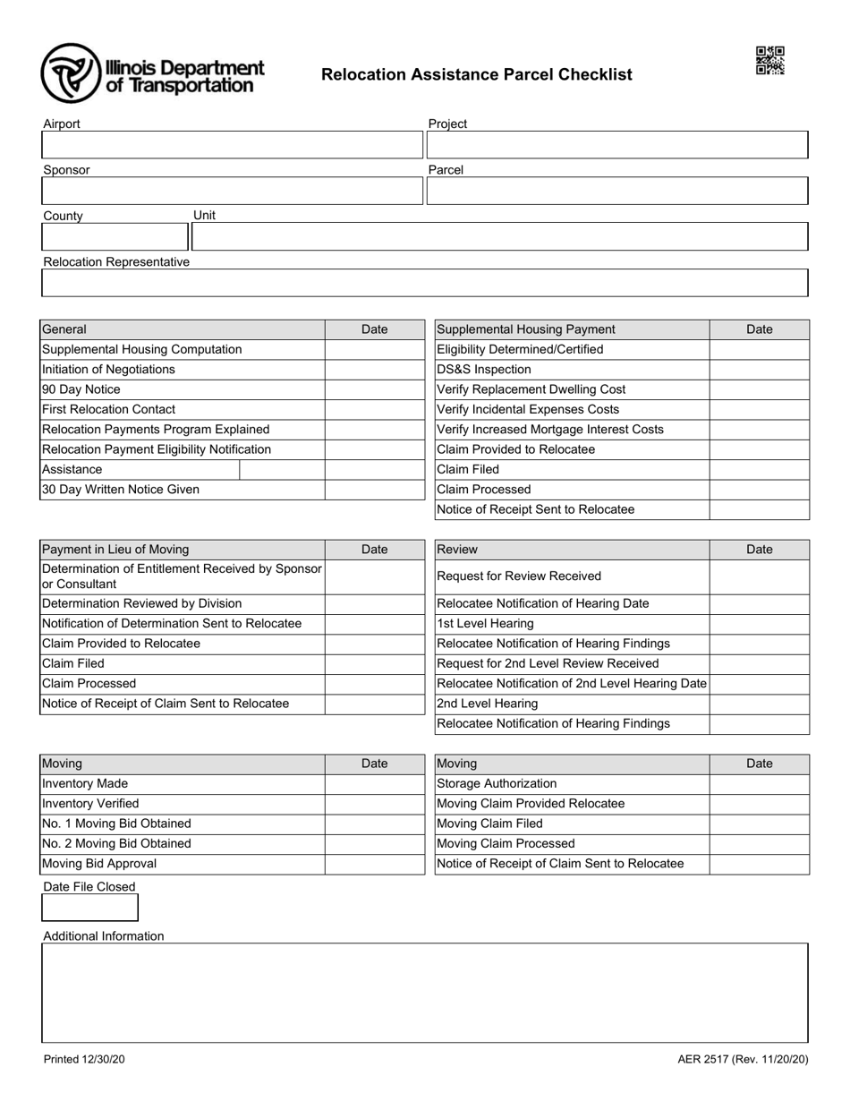 Form AER2517 Relocation Assistance Parcel Checklist - Illinois, Page 1